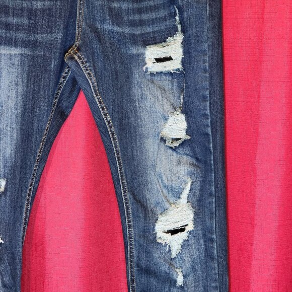 Skinny Fit Women's Jeans Distressed Blue Size 34 - Picture 8 of 16